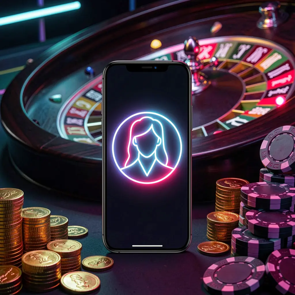 TK9388 online casino login hero image featuring a modern phone with a glowing profile icon, roulette lights in the background, golden coins and poker chips in a premium dark neon atmosphere TK9388 online casino login hero image featuring a modern phone with a glowing profile icon, roulette lights in the background, golden coins and poker chips in a premium dark neon atmosphere